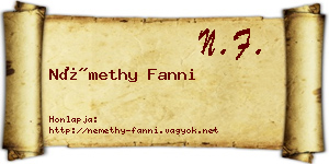 Némethy Fanni névjegykártya